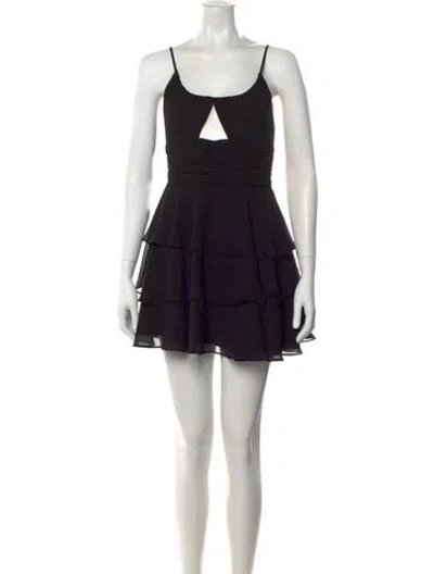 Pre-owned Michael Costello X Revolve Plunge Neckline Mini Dress In Black