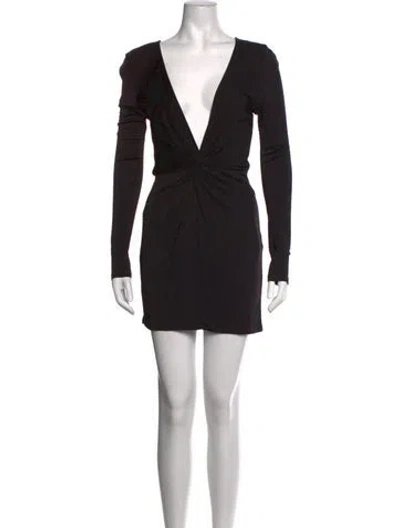 Pre-owned Michael Costello X Revolve Plunge Neckline Mini Dress In Black