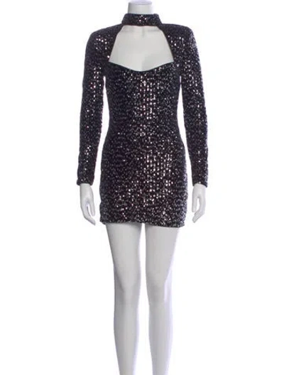 Pre-owned Michael Costello X Revolve Plunge Neckline Mini Dress In Blue