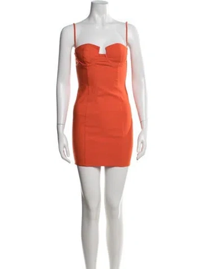 Pre-owned Michael Costello X Revolve Plunge Neckline Mini Dress In Orange