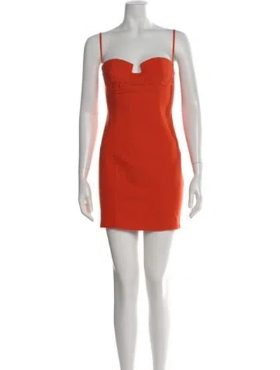Pre-owned Michael Costello X Revolve Plunge Neckline Mini Dress In Orange