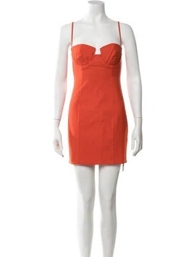 Pre-owned Michael Costello X Revolve Plunge Neckline Mini Dress In Orange