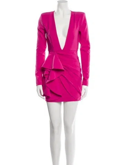 Pre-owned Michael Costello X Revolve Plunge Neckline Mini Dress In Pink