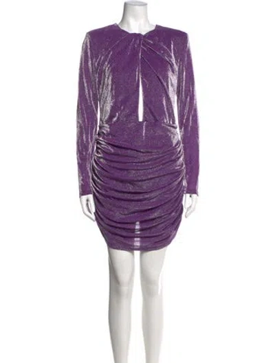 Pre-owned Michael Costello X Revolve Plunge Neckline Mini Dress In Purple