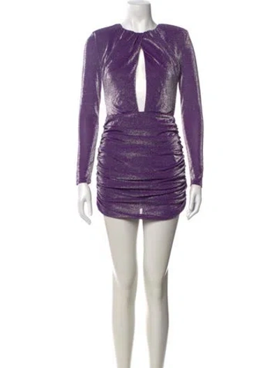 Pre-owned Michael Costello X Revolve Plunge Neckline Mini Dress In Purple