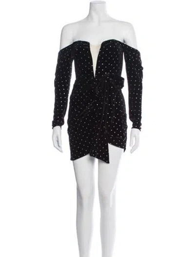 Pre-owned Michael Costello X Revolve Polka Dot Print Mini Dress In Black