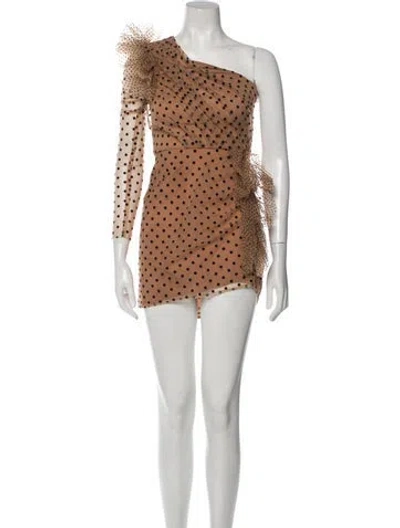 Pre-owned Michael Costello X Revolve Polka Dot Print Mini Dress In Neutral