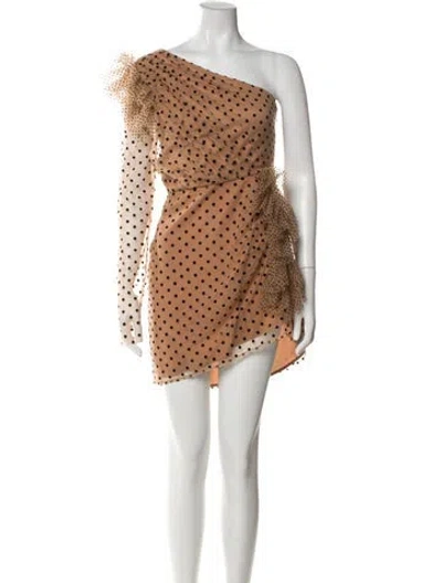 Pre-owned Michael Costello X Revolve Polka Dot Print Mini Dress In Neutral