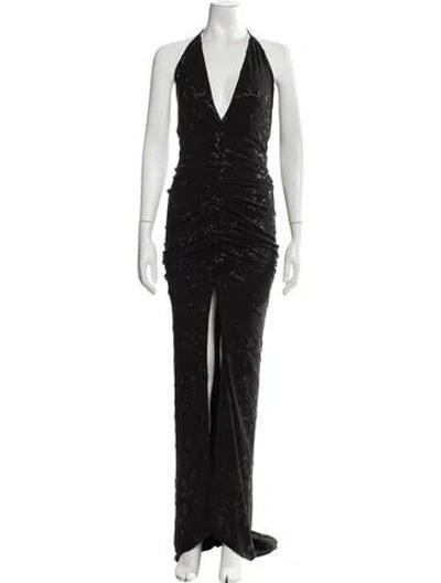 Pre-owned Michael Costello X Revolve Printed Long Dress In Black