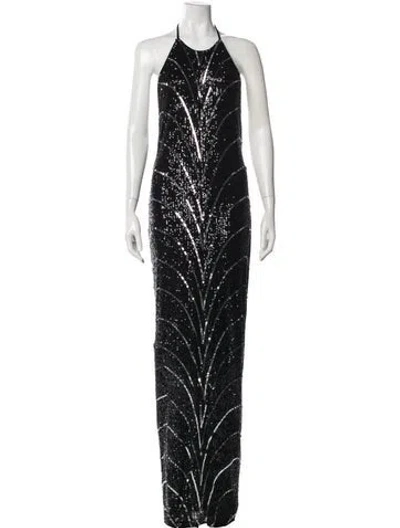 Pre-owned Michael Costello X Revolve Printed Long Dress In Black