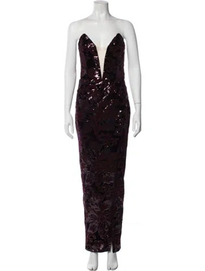 Pre-owned Michael Costello X Revolve Printed Long Dress In Burgundy