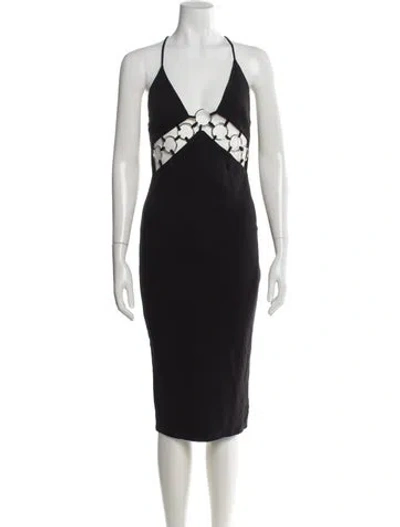 Pre-owned Michael Costello X Revolve Printed Midi Length Dress In Black