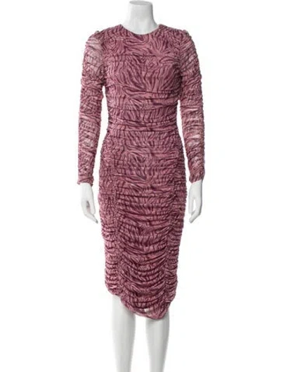 Pre-owned Michael Costello X Revolve Printed Midi Length Dress In Purple