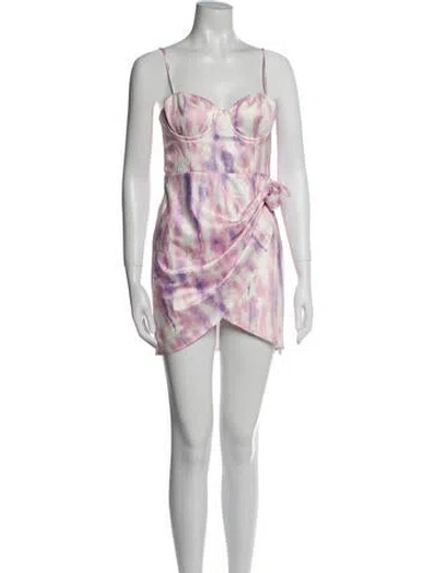Pre-owned Michael Costello X Revolve Printed Mini Dress In Neutral