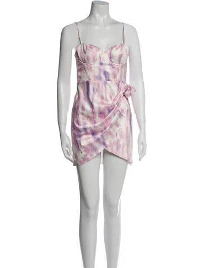 Pre-owned Michael Costello X Revolve Printed Mini Dress In Neutral
