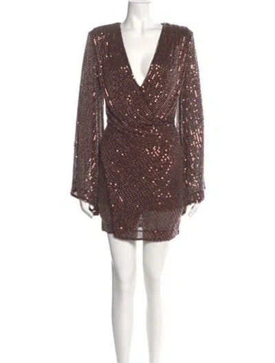 Pre-owned Michael Costello X Revolve Printed Mini Dress W/ Tags In Brown
