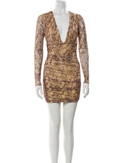 Pre-owned Michael Costello X Revolve Printed Mini Dress W/ Tags In Neutral