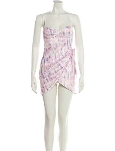 Pre-owned Michael Costello X Revolve Printed Mini Dress In White