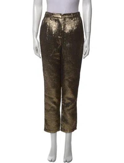 Pre-owned Michael Costello X Revolve Printed Straight Leg Pants W/ Tags In Gold