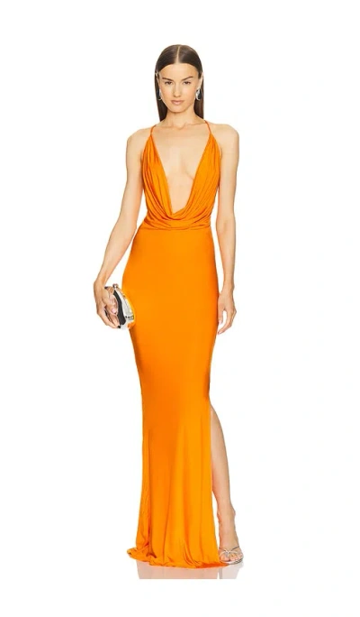 Michael Costello X Revolve Raquel Gown In Tangerine Orange