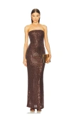Michael Costello X Revolve Saskia Gown In 巧克力棕色
