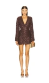 Michael Costello X Revolve Saskia Mini Dress In 巧克力棕色