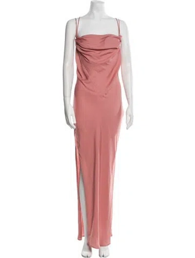 Pre-owned Michael Costello X Revolve Square Neckline Long Dress In Pink