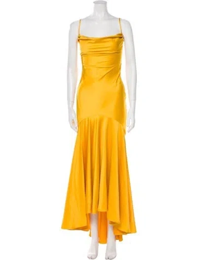 Pre-owned Michael Costello X Revolve Square Neckline Long Dress In Yellow