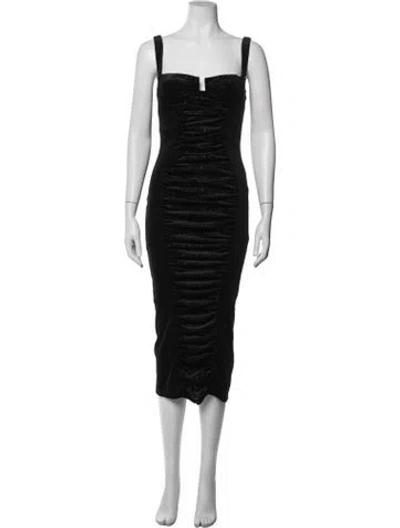 Pre-owned Michael Costello X Revolve Square Neckline Midi Length Dress In Black