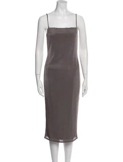 Pre-owned Michael Costello X Revolve Square Neckline Midi Length Dress In Gray