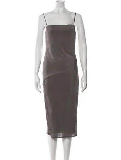 Pre-owned Michael Costello X Revolve Square Neckline Midi Length Dress In Grey
