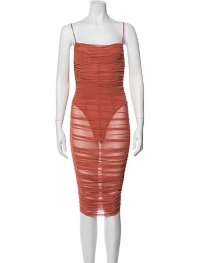 Pre-owned Michael Costello X Revolve Square Neckline Midi Length Dress In Pink
