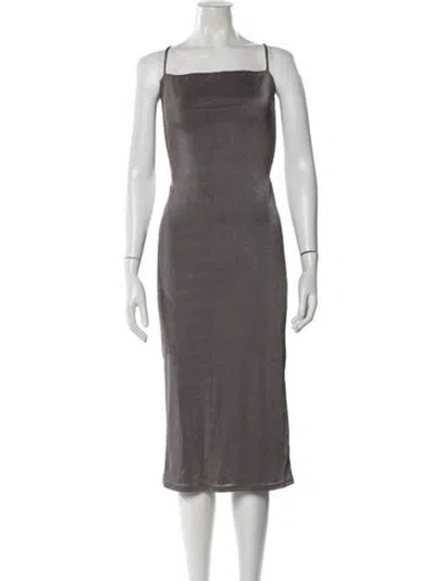Pre-owned Michael Costello X Revolve Square Neckline Midi Length Dress W/ Tags In Gray