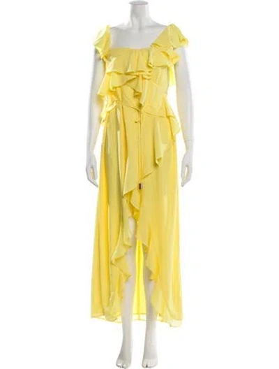 Pre-owned Michael Costello X Revolve Square Neckline Midi Length Dress W/ Tags In Yellow