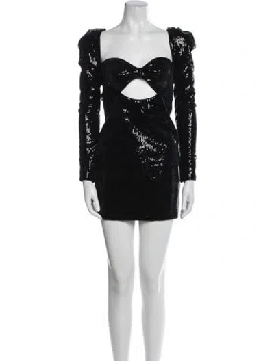Pre-owned Michael Costello X Revolve Square Neckline Mini Dress In Black