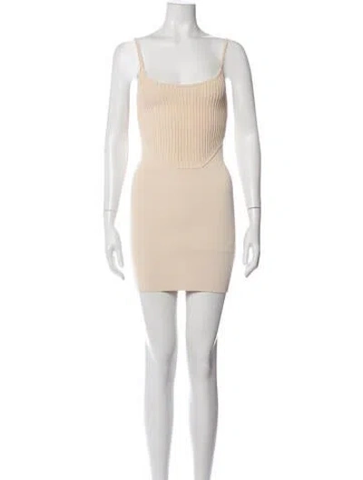 Pre-owned Michael Costello X Revolve Square Neckline Mini Dress In Neutrals