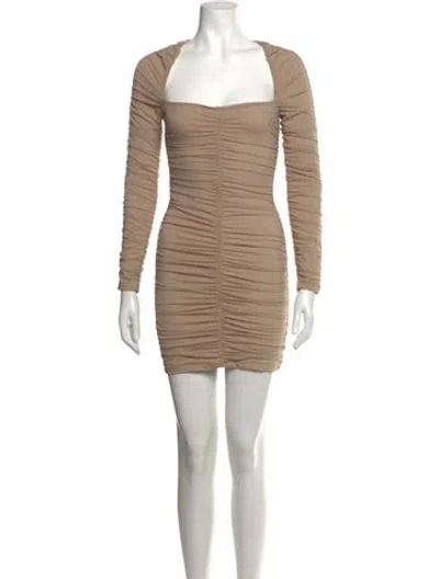 Pre-owned Michael Costello X Revolve Square Neckline Mini Dress In Neutrals