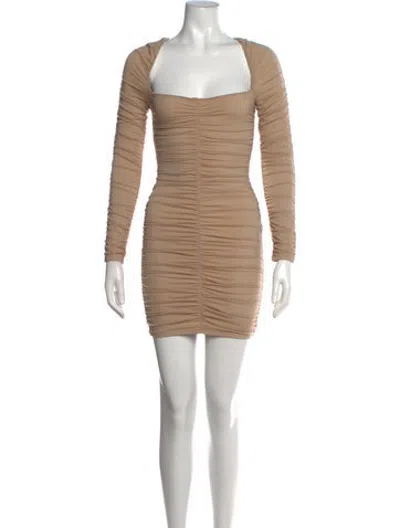 Pre-owned Michael Costello X Revolve Square Neckline Mini Dress In Neutrals