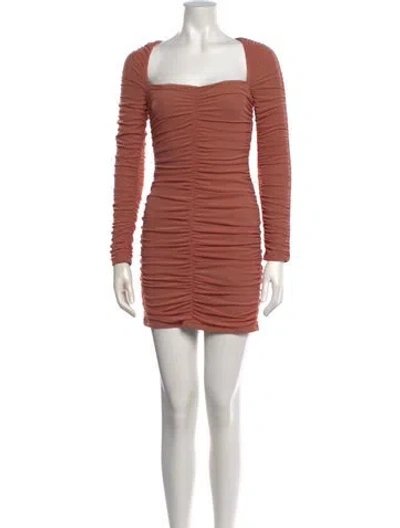 Pre-owned Michael Costello X Revolve Square Neckline Mini Dress In Orange