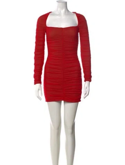 Pre-owned Michael Costello X Revolve Square Neckline Mini Dress In Red