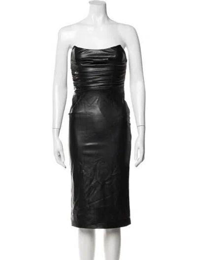 Pre-owned Michael Costello X Revolve Strapless Knee-length Dress In Black
