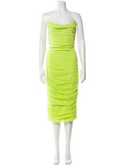 Pre-owned Michael Costello X Revolve Strapless Knee-length Dress In Green