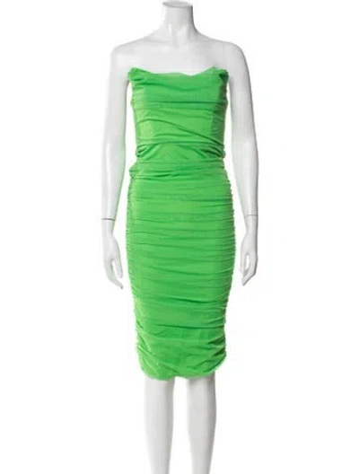 Pre-owned Michael Costello X Revolve Strapless Knee-length Dress In Green