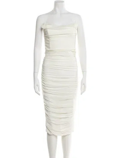 Pre-owned Michael Costello X Revolve Strapless Knee-length Dress In Neutral