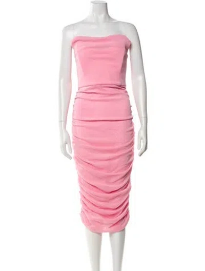 Pre-owned Michael Costello X Revolve Strapless Knee-length Dress In Pink