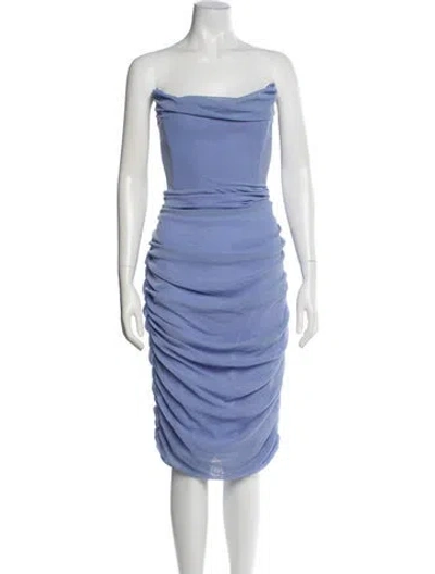 Pre-owned Michael Costello X Revolve Strapless Knee-length Dress W/ Tags In Blue