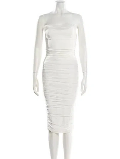 Pre-owned Michael Costello X Revolve Strapless Knee-length Dress In White