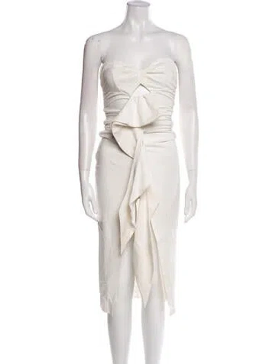 Pre-owned Michael Costello X Revolve Strapless Knee-length Dress In White