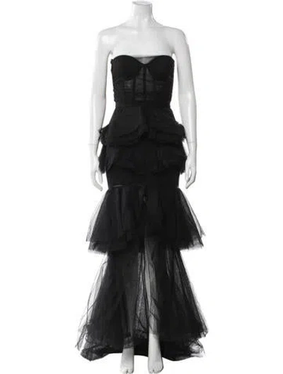 Pre-owned Michael Costello X Revolve Strapless Long Dress In Black