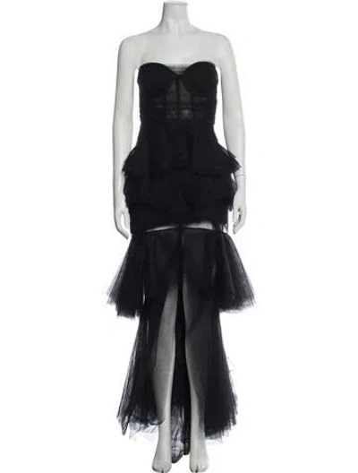 Pre-owned Michael Costello X Revolve Strapless Long Dress In Black
